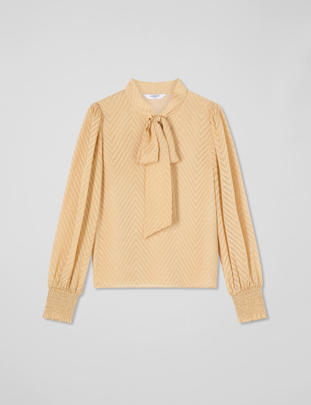 Silk Rich Chevron Tie Neck Blouse 2 of 4