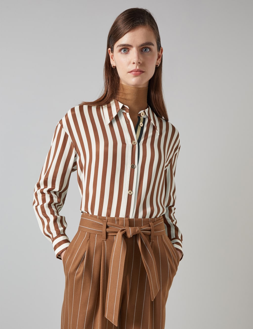 Striped Collared Button Through Blouse 1 of 4