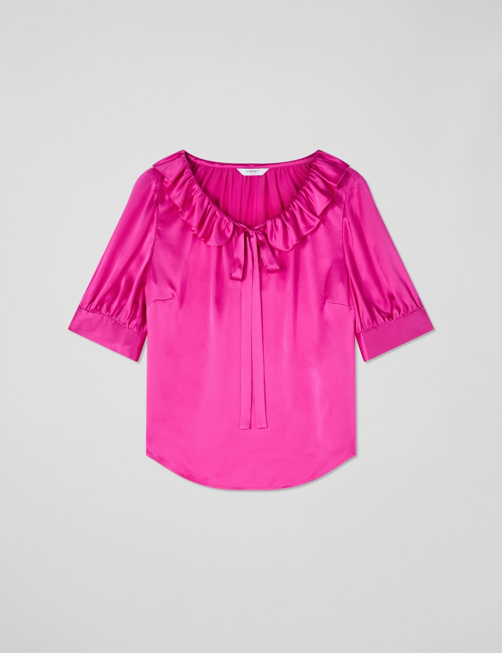 Frill Neck Sleeveless Linen Blouse