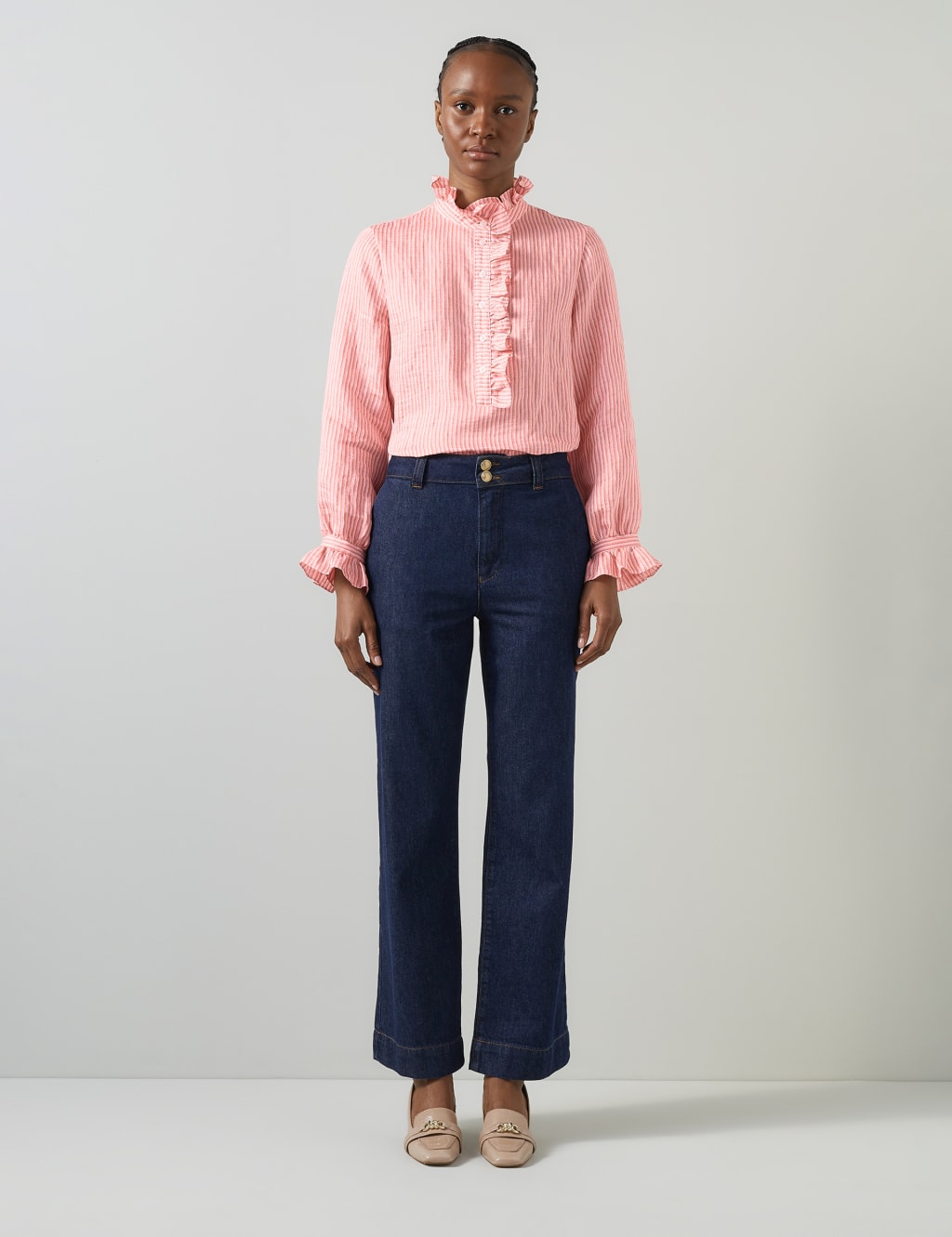 Linen Rich Textured Ruffle Blouse LK BENNETT M S