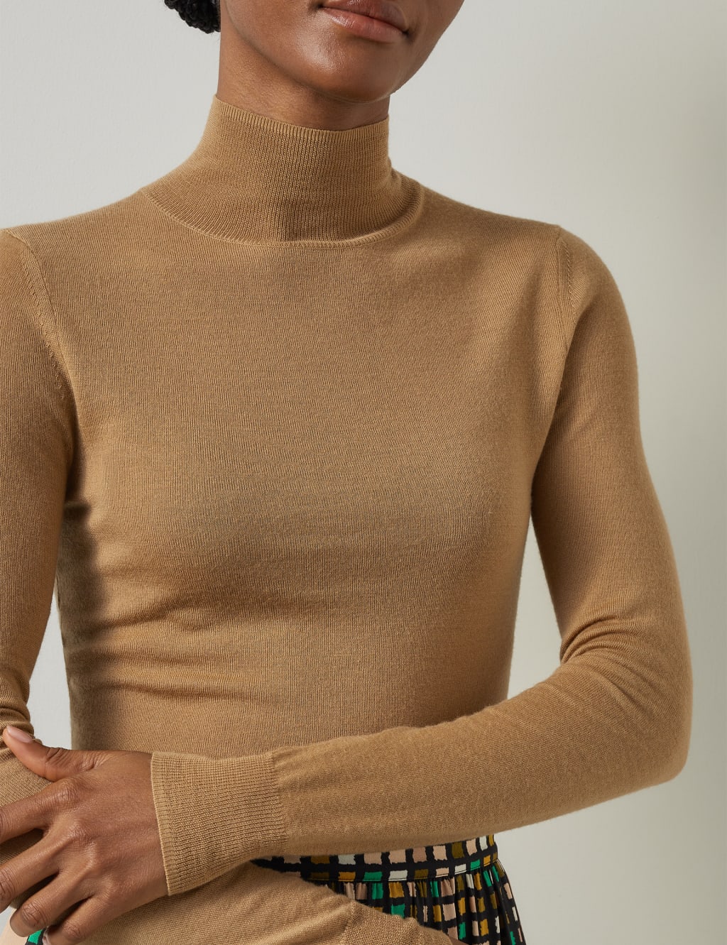 Pure Merino Wool Roll Neck Knitted Top 4 of 4