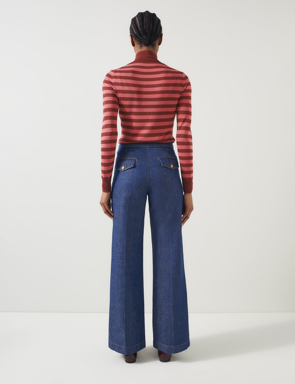 Metallic Striped Funnel Neck Knitted Top 3 of 4
