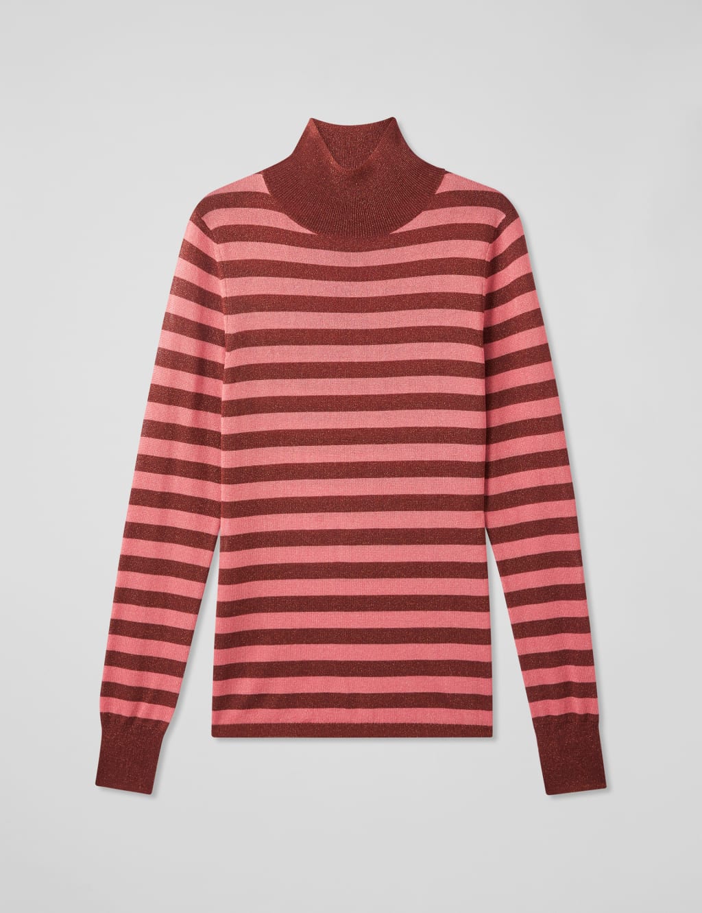 Metallic Striped Funnel Neck Knitted Top 2 of 4