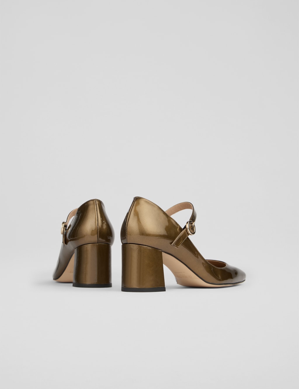 Leather Patent Block Heel Court Shoes 3 of 4