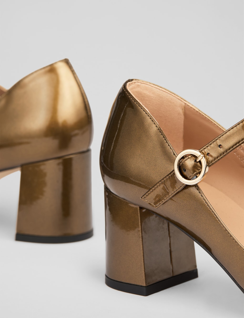 Leather Patent Block Heel Court Shoes 4 of 4