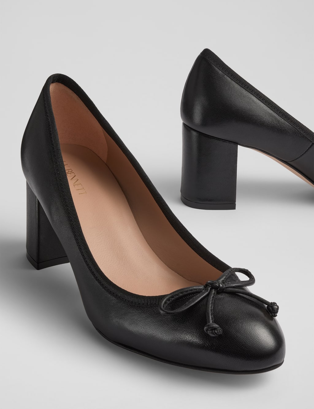 Leather Bow Block Heel Ballet Court Shoes LK BENNETT M S