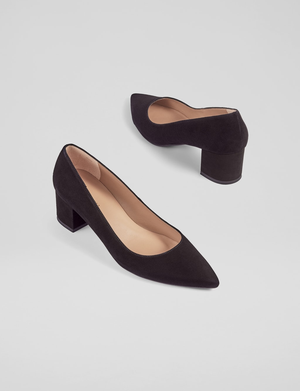 Suede Block Heel Pointed Court Shoes