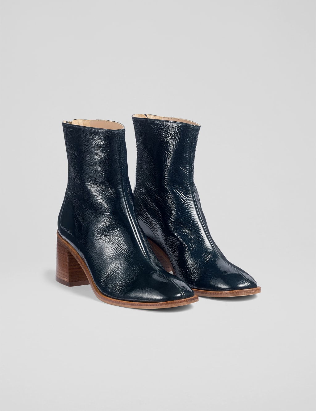 Leather Block Heel Square Toe Ankle Boots 2 of 3
