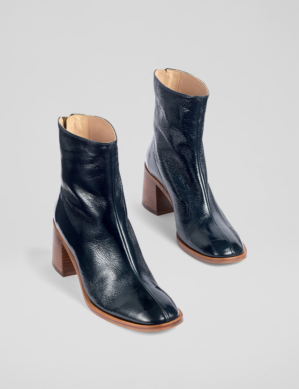 Leather Block Heel Square Toe Ankle Boots 3 of 3