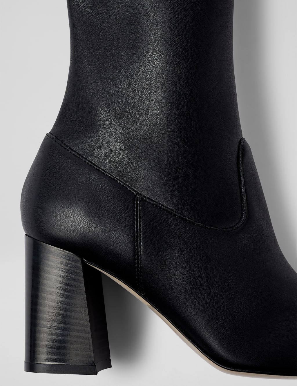 Block Heel Square Toe Knee High Boots