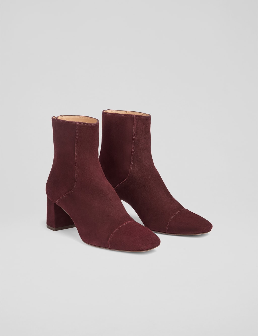 Suede Block Heel Square Toe Ankle Boots LK BENNETT M S
