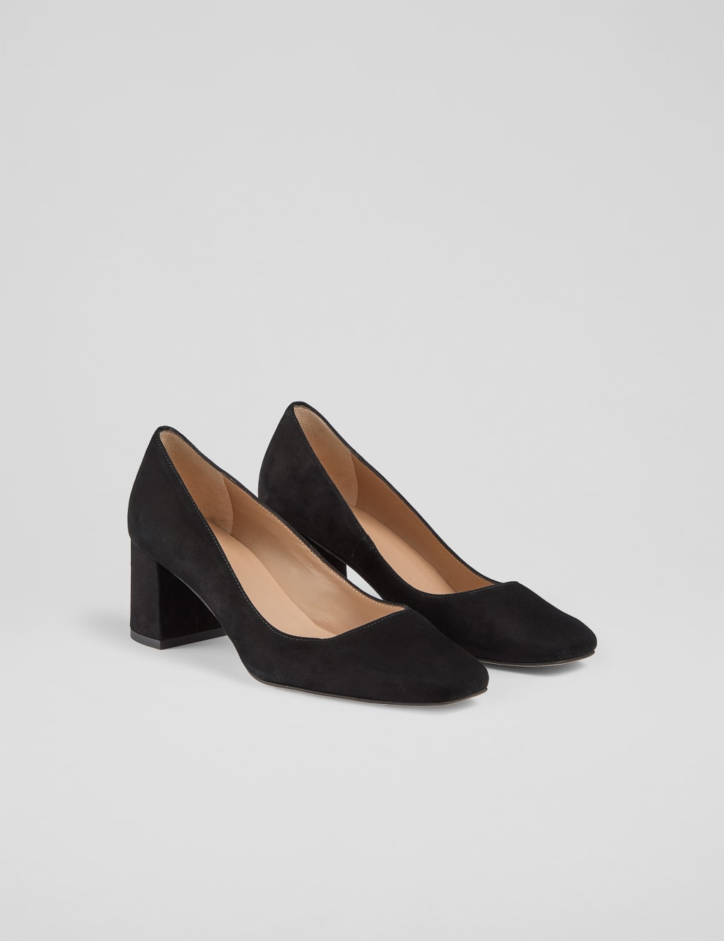 Suede Block Heel Square Toe Court Shoes LK BENNETT M S