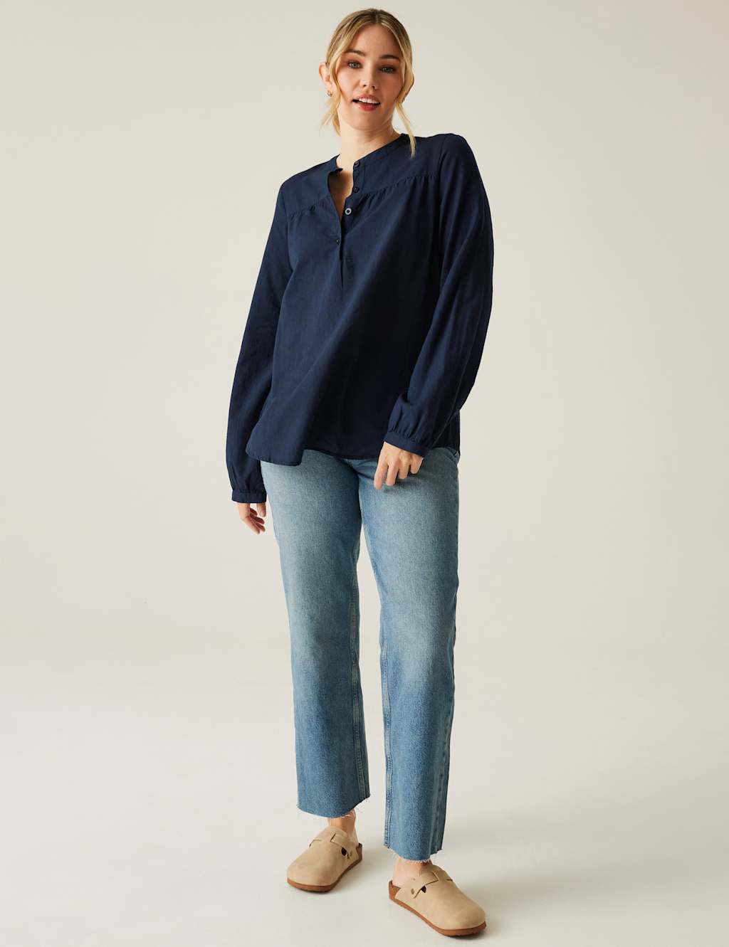 Natine Cotton Rich Blouse with Linen 2 of 6