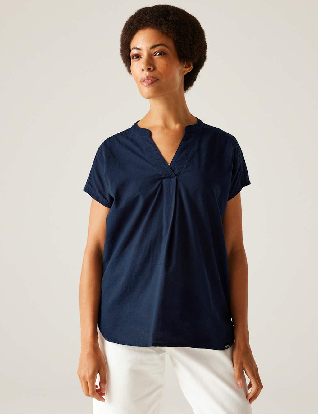 Rianne Cotton Rich V-Neck Blouse with Linen 7 of 7