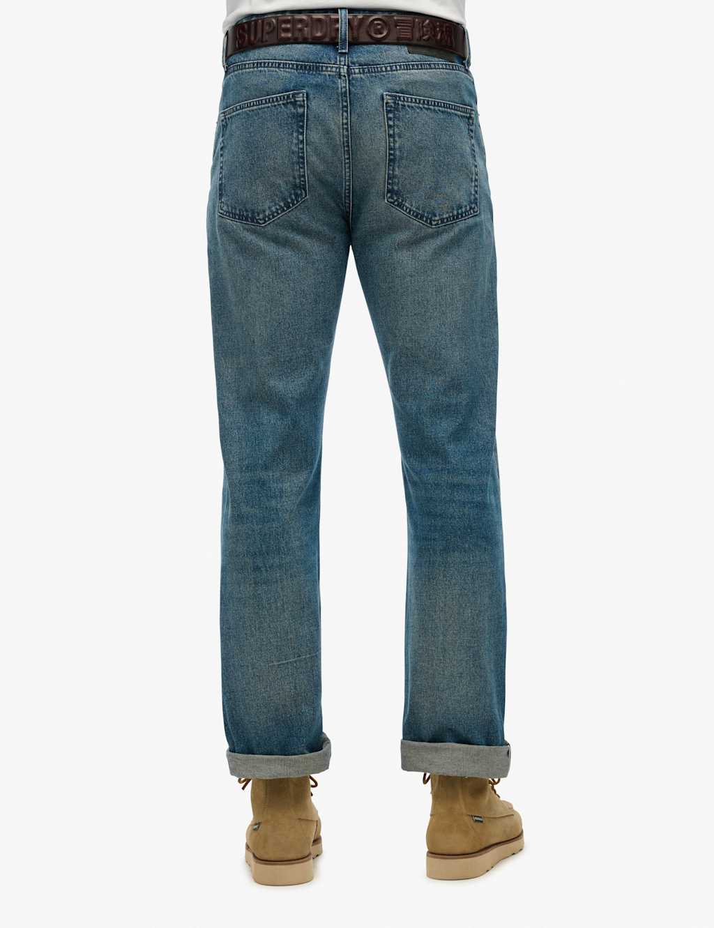 Straight Fit Turn-Up Rigid Denim Jeans 4 of 5