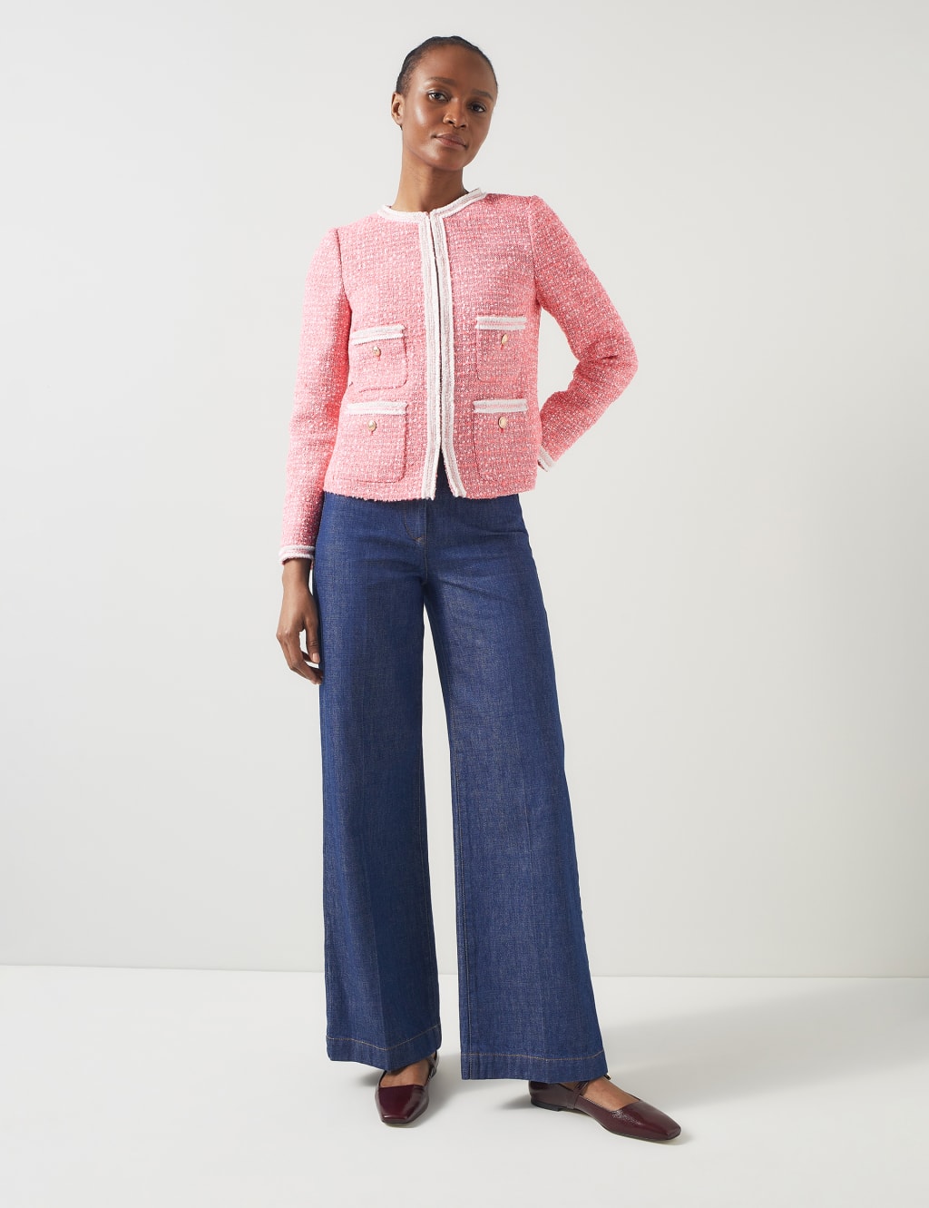 Tweed short jacket womens top