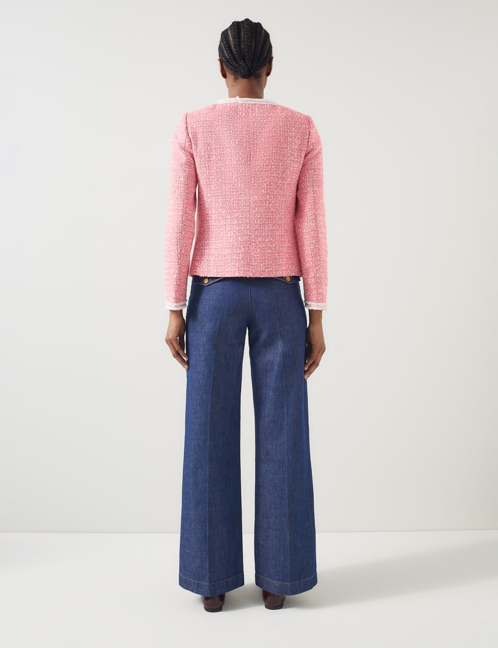 Tweed Collarless Short Jacket