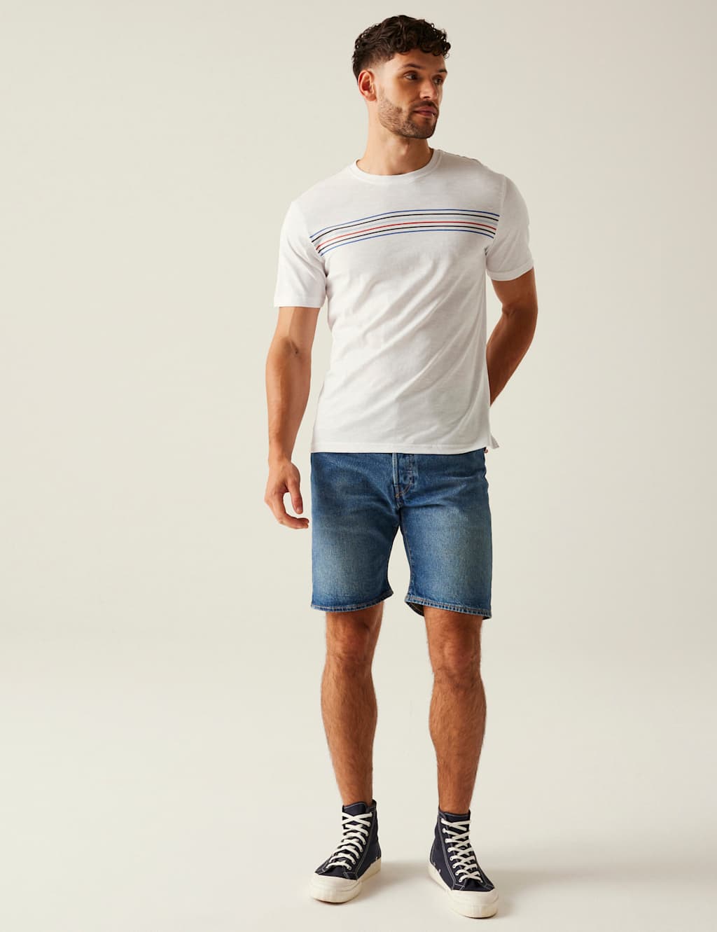 Ravia Pure Cotton Chest Stripe T-Shirt 5 of 7