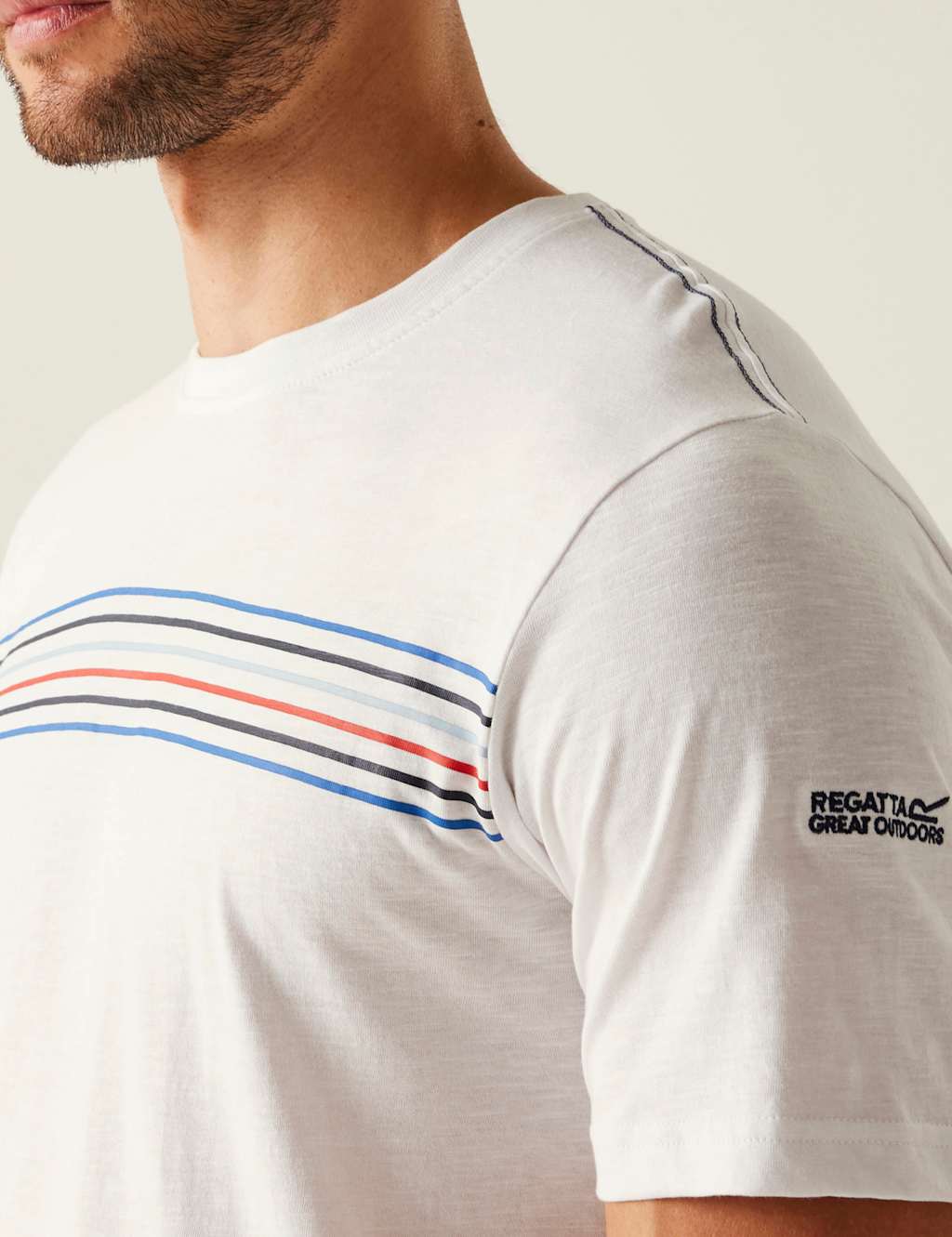 Ravia Pure Cotton Chest Stripe T-Shirt 7 of 7