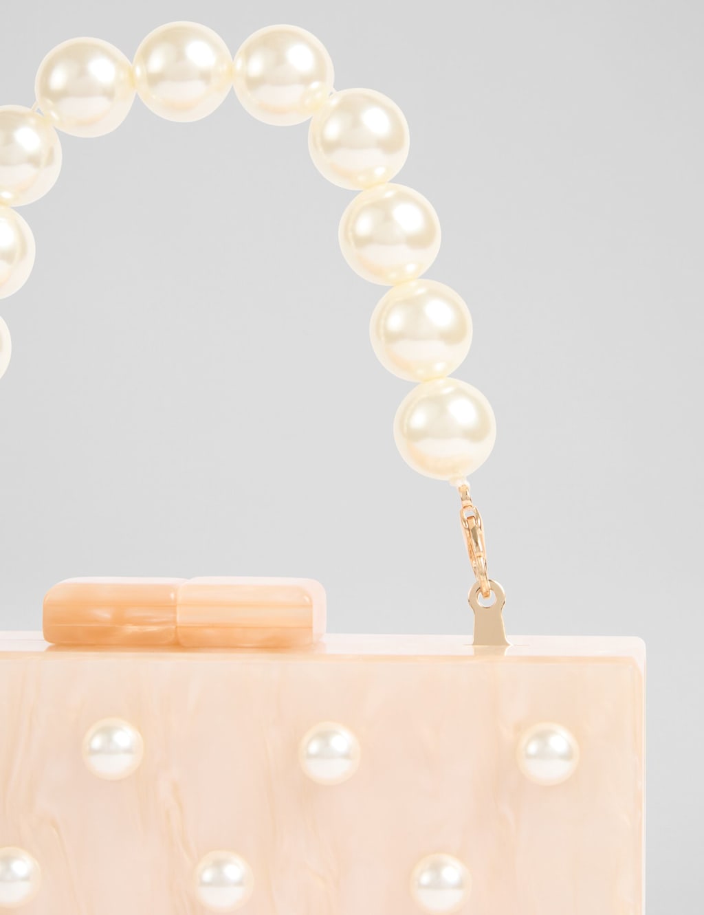 Pearl Beaded Handle Resin Box Clutch Bag 2 of 2