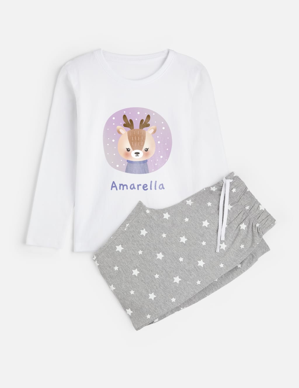 Personalised Girls Reindeer Family Pyjamas Dollymix M S