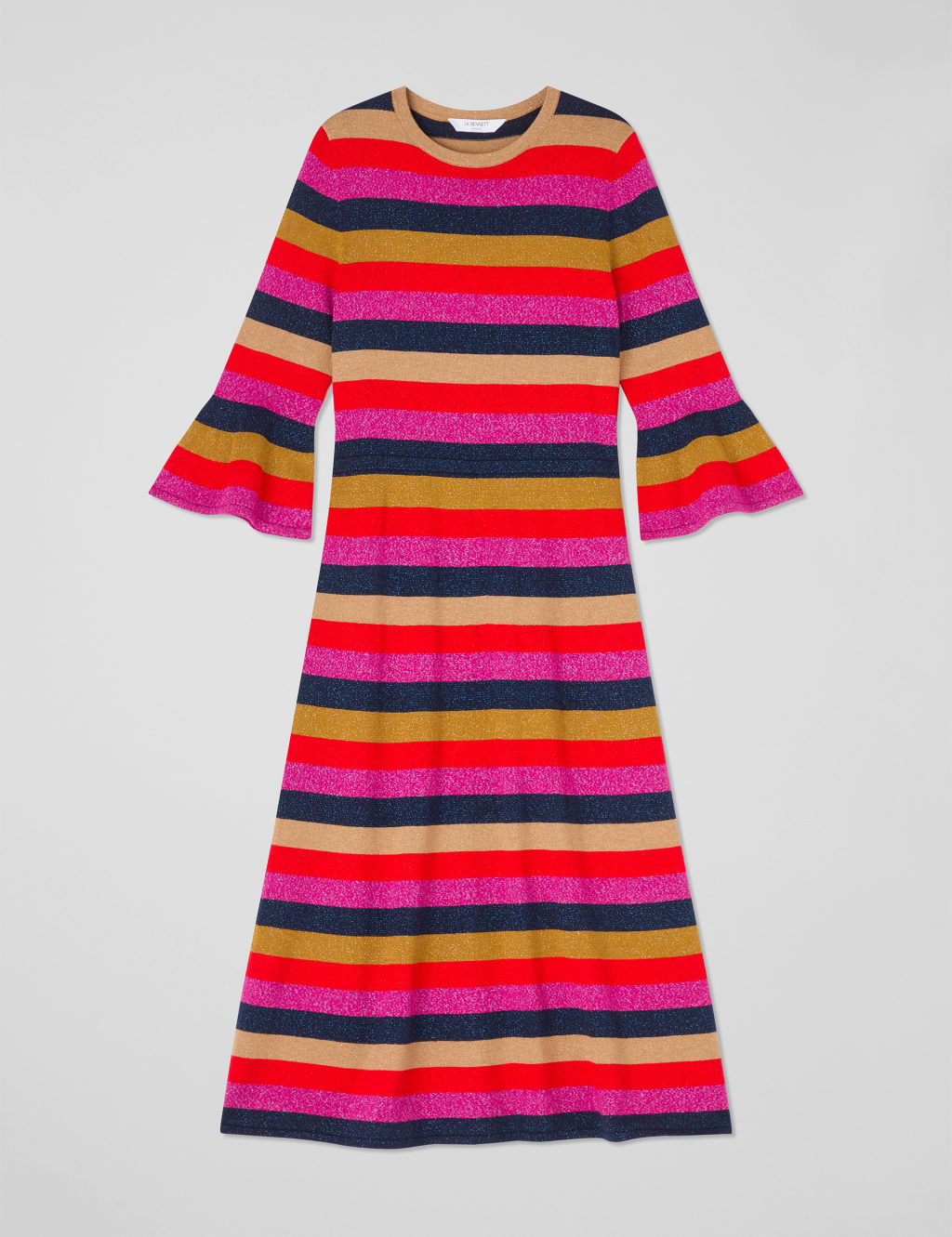 Cotton Rich Striped Metallic Midi Skater Dress 2 of 4