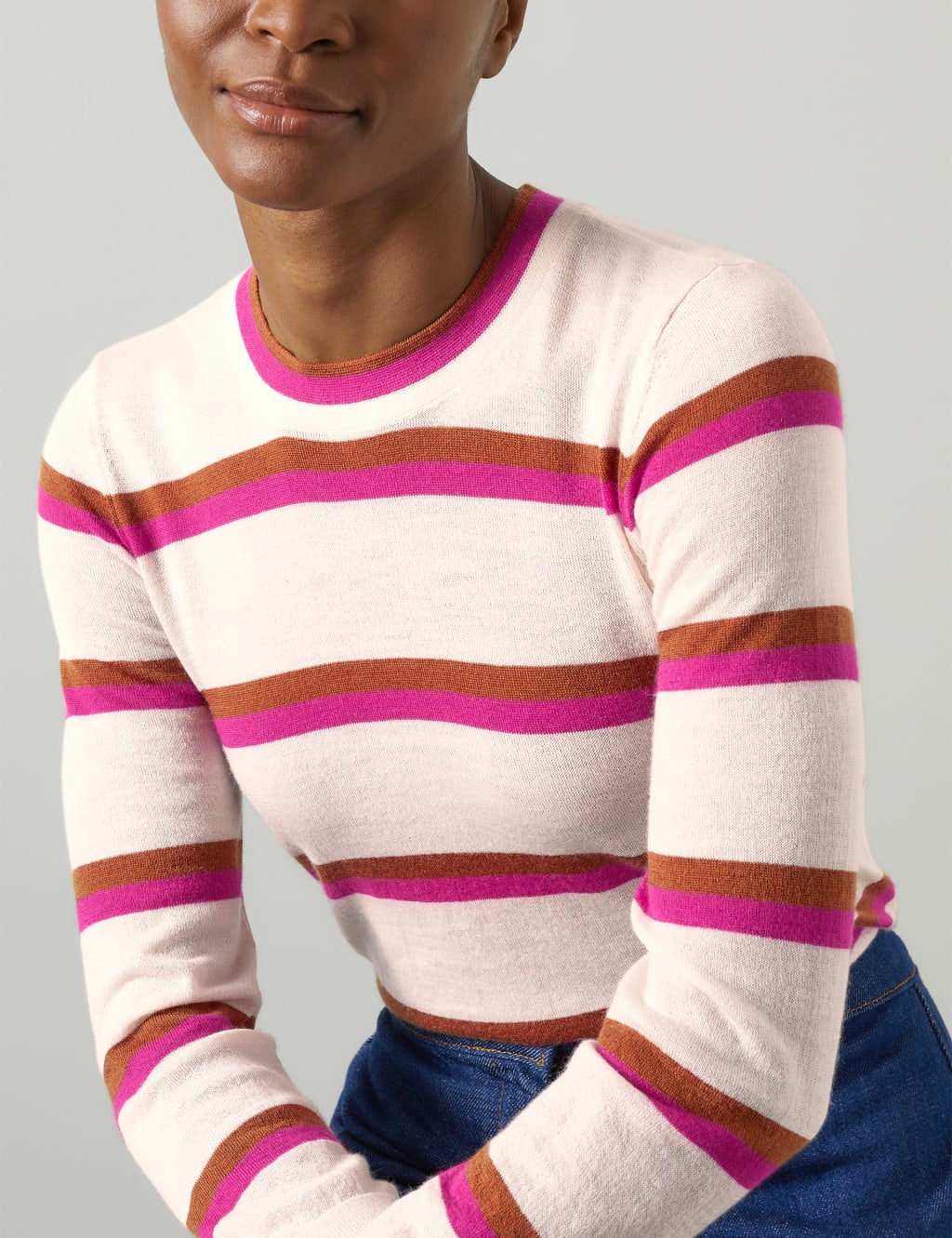 Ashley Pink Multi Cashmere Stripe Top 1 of 4