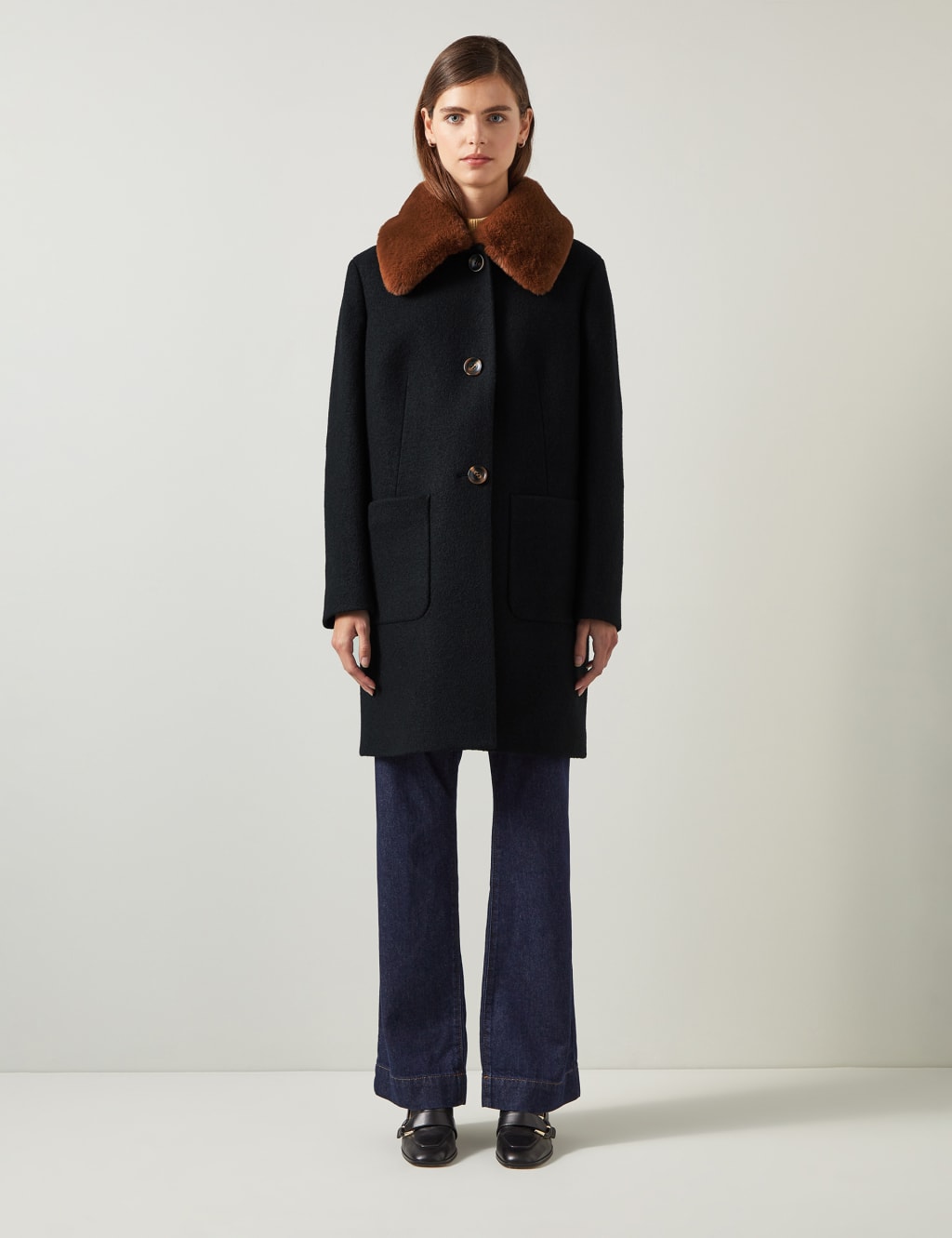 Pure Wool Faux Fur Collar Coat 2 of 4
