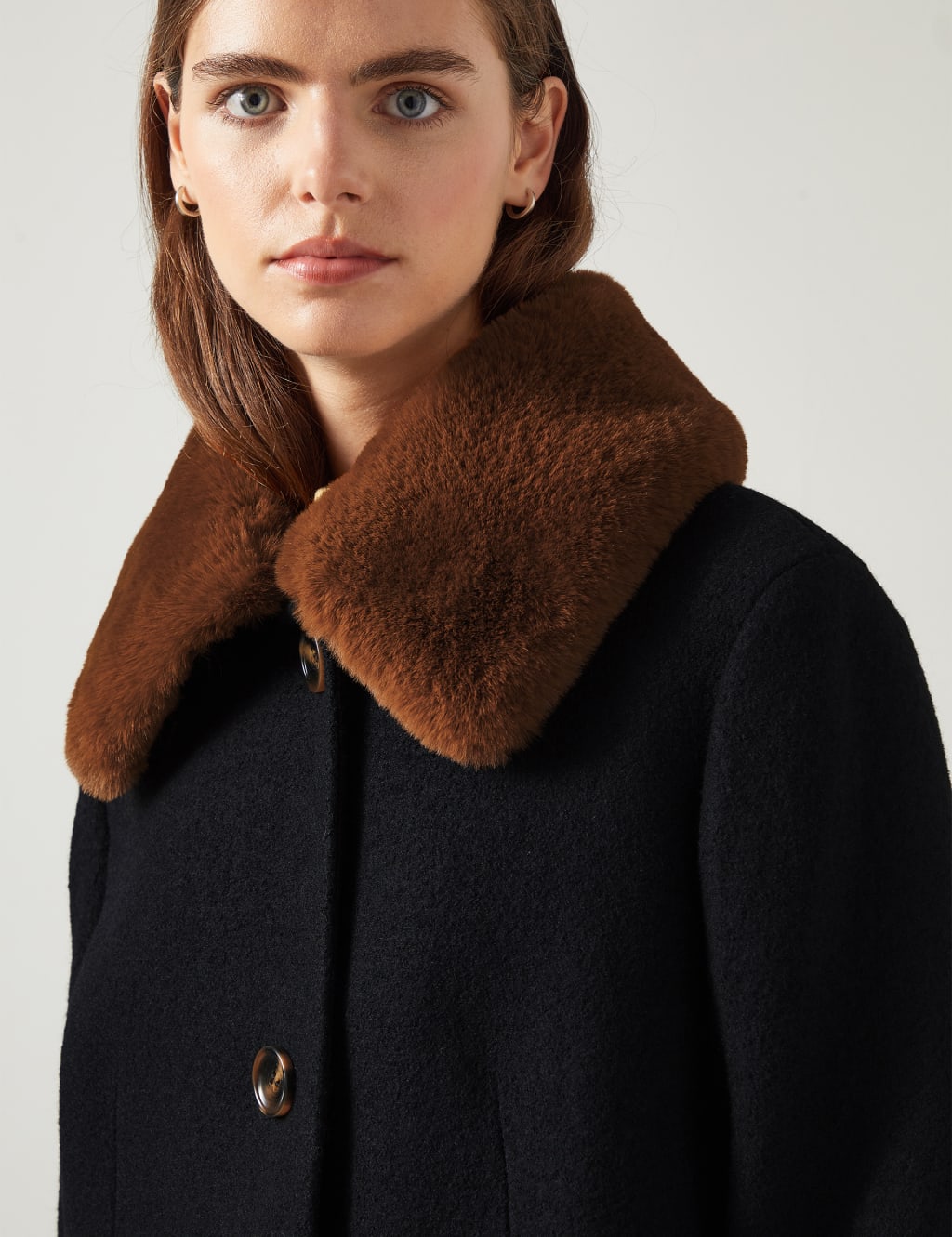 Pure Wool Faux Fur Collar Coat 4 of 4