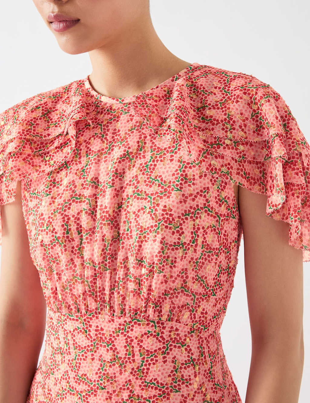 Silk Rich Ditsy Midaxi Tiered Skater Dress 4 of 4