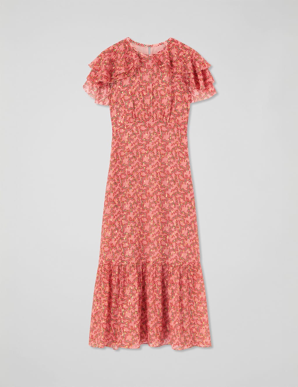 Silk Rich Ditsy Midaxi Tiered Skater Dress 2 of 4