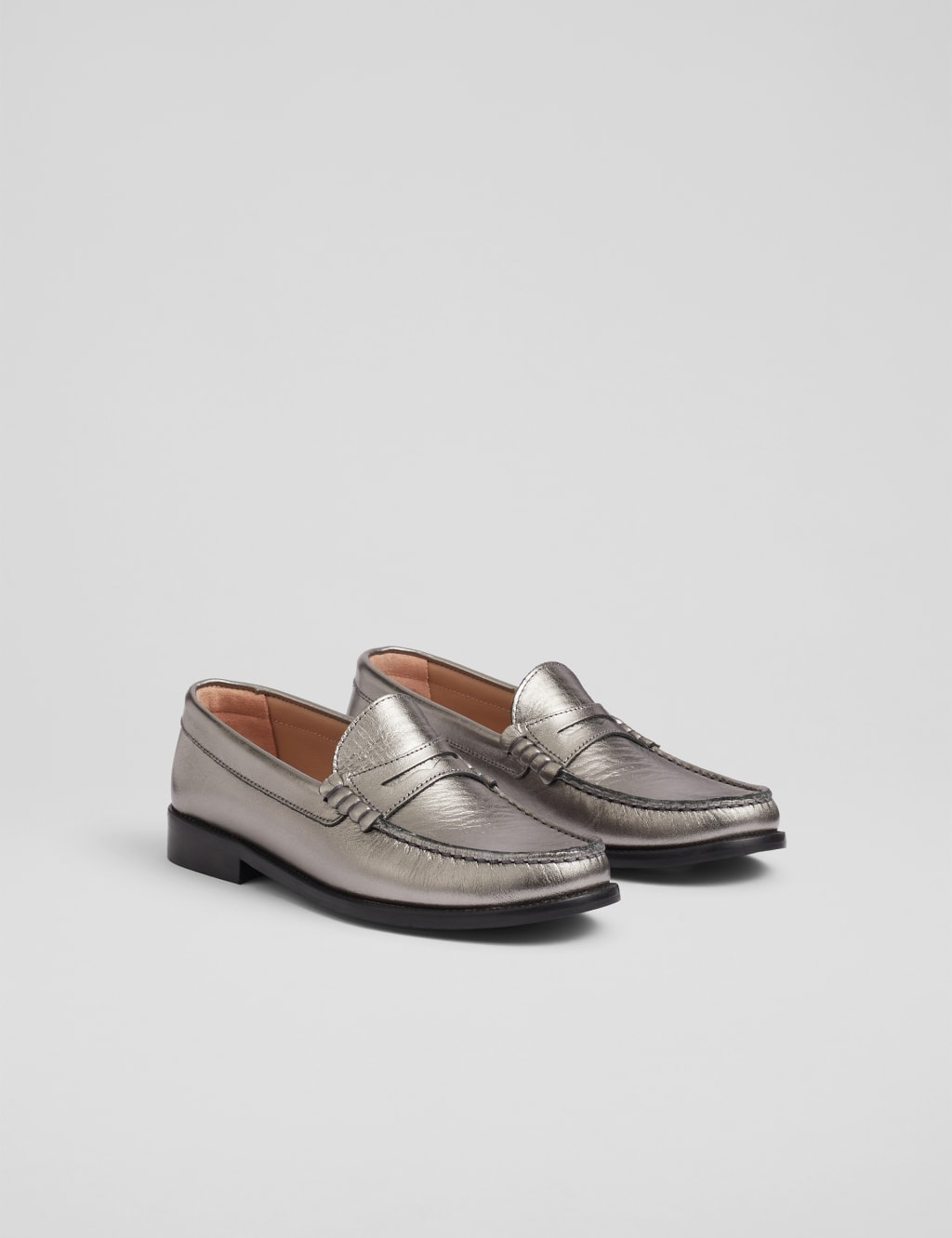 Leather Metallic Slip On Flatform Loafers 3 of 4