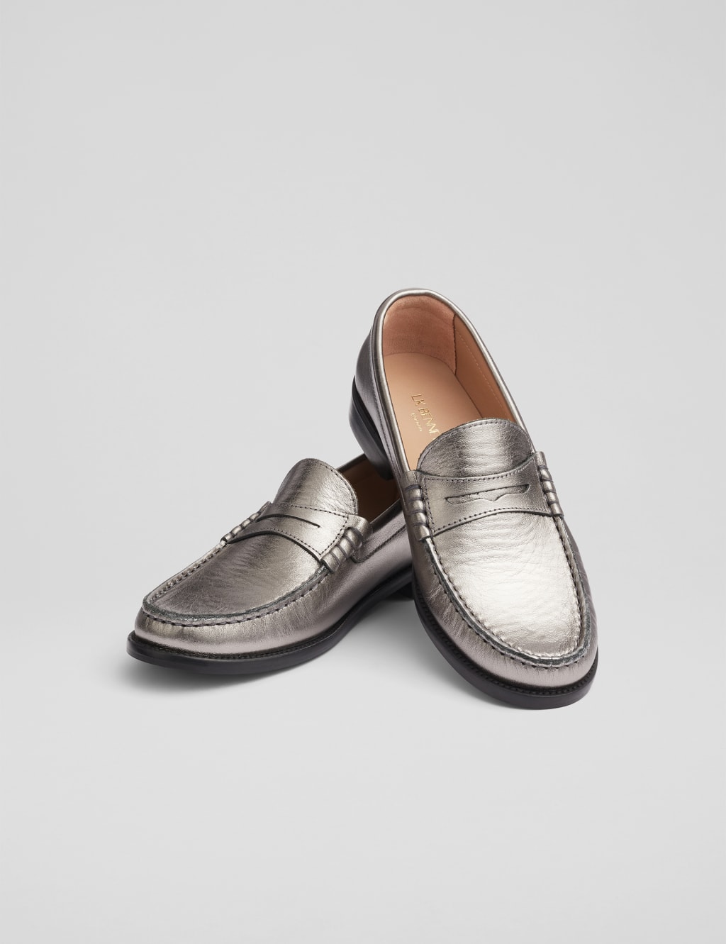 Leather Metallic Slip On Flatform Loafers 4 of 4