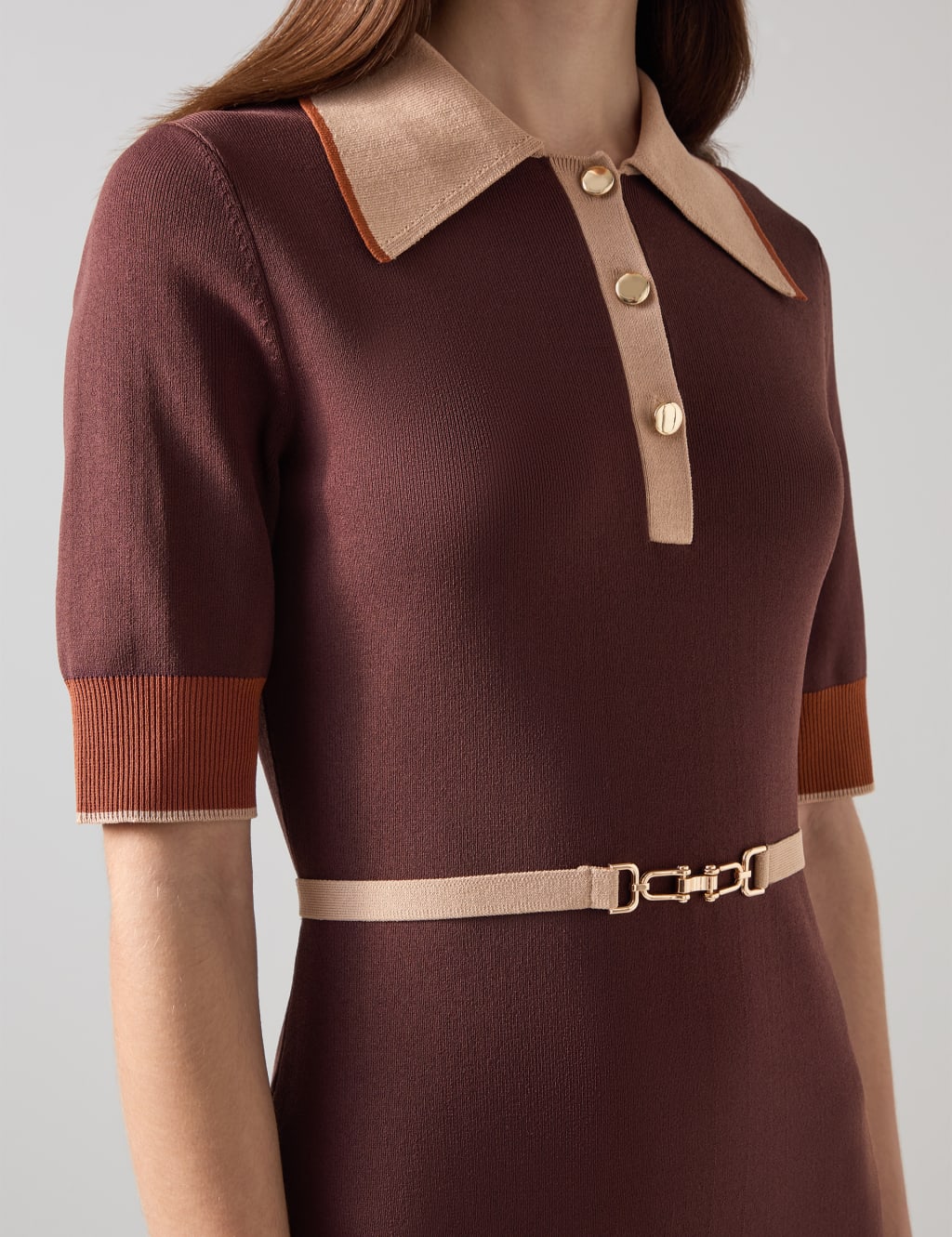 Rosey Chocolate Chain Belt Knit Dress 4 of 4