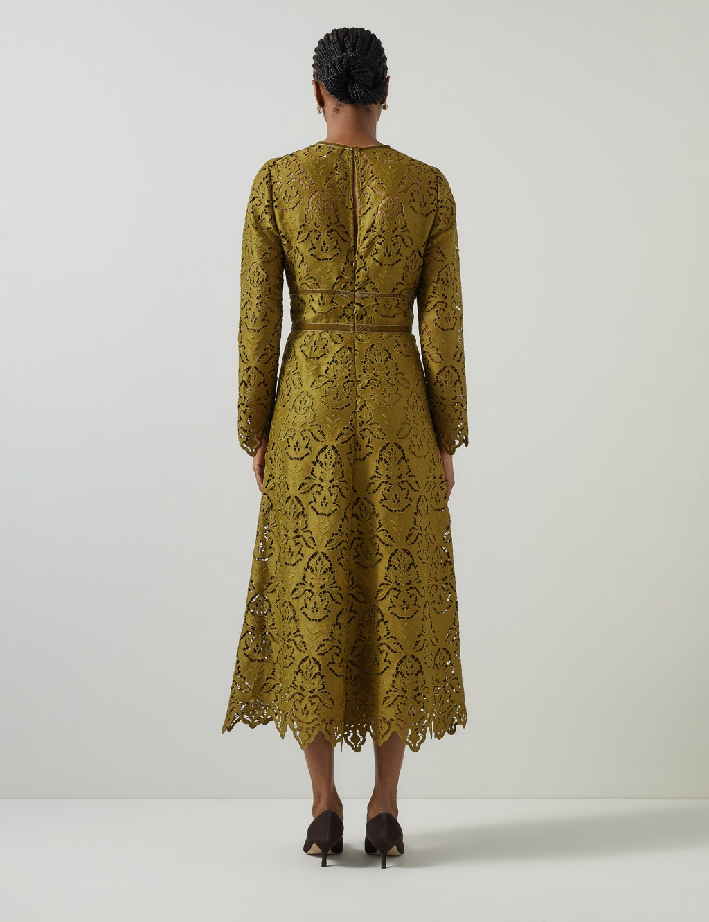 Velvet Floral Midi Skater Dress LK BENNETT M S