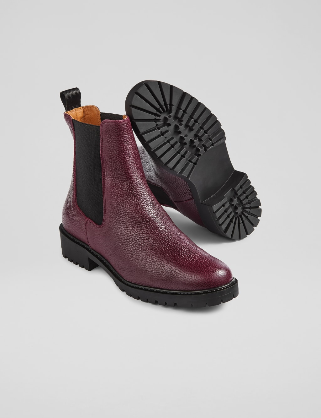 Leather Chelsea Cleated Low Heel Ankle Boots 2 of 4
