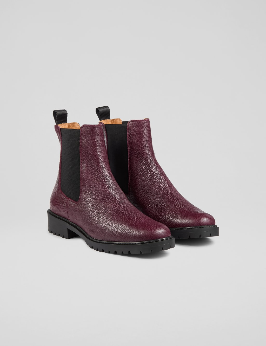 Leather Chelsea Cleated Low Heel Ankle Boots 3 of 4