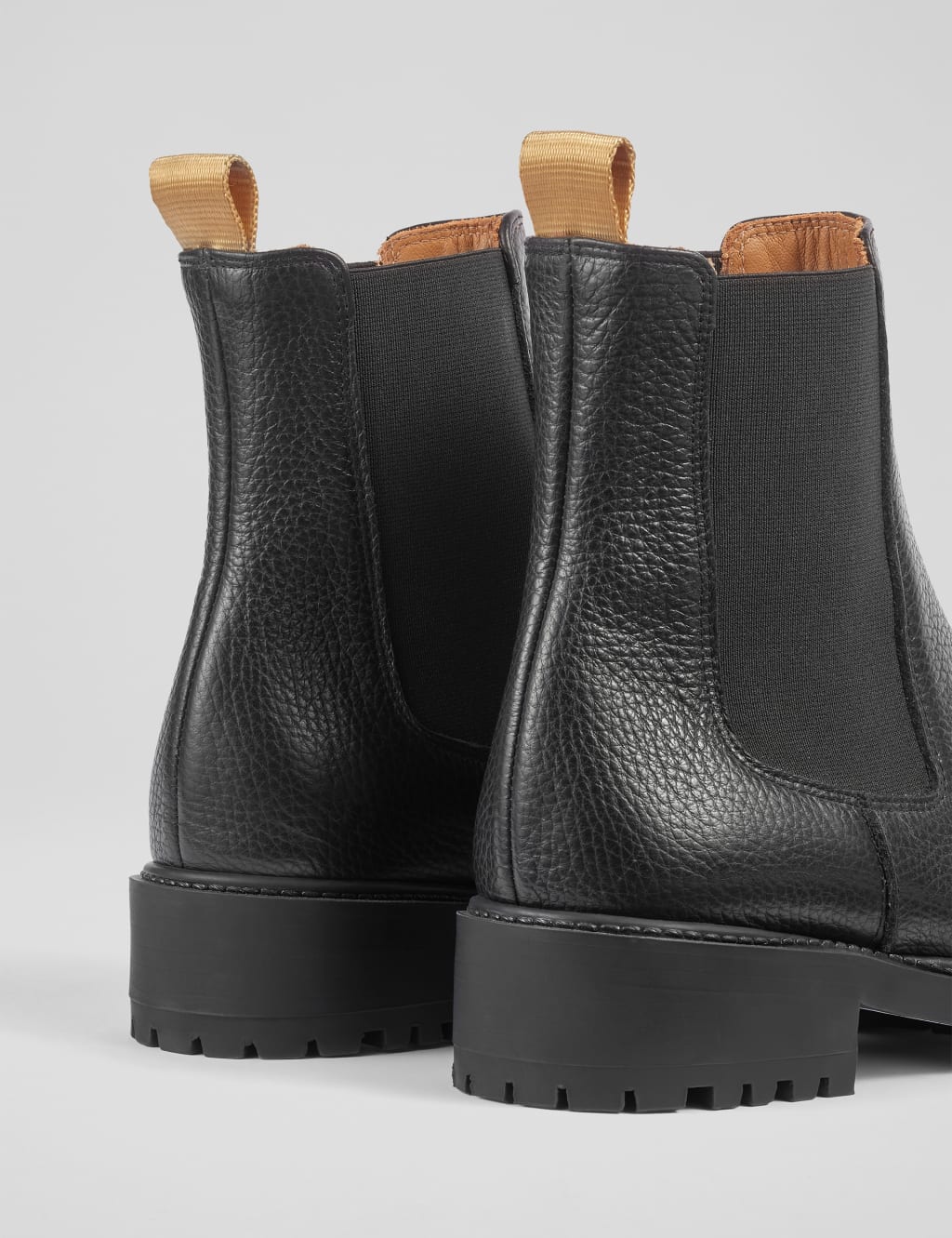 Leather Chelsea Cleated Low Heel Ankle Boots