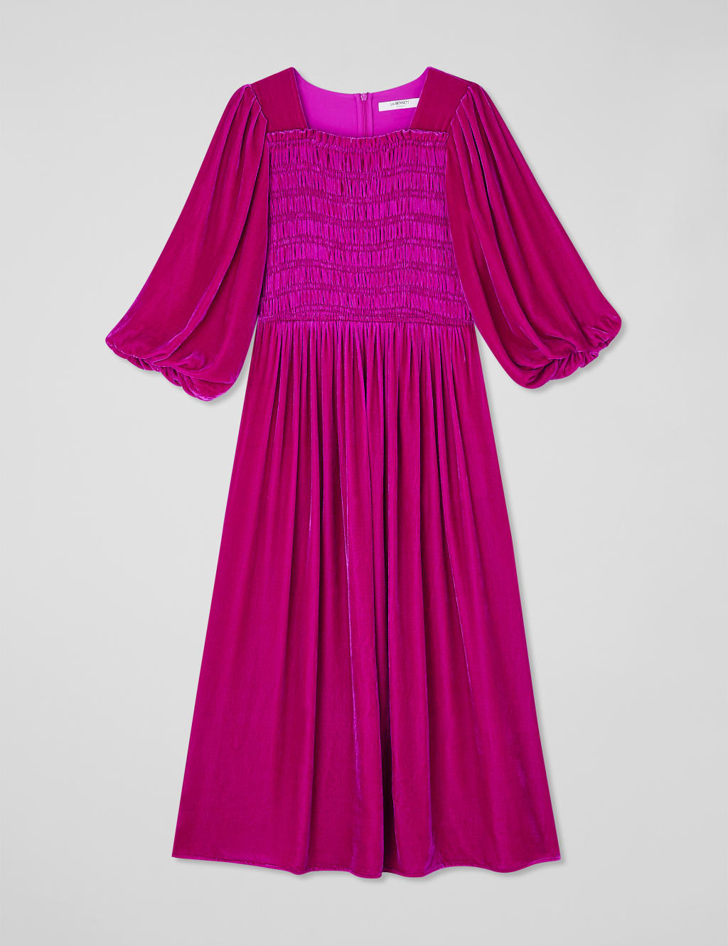 Velvet Midi Skater Dress with Silk 2 of 4