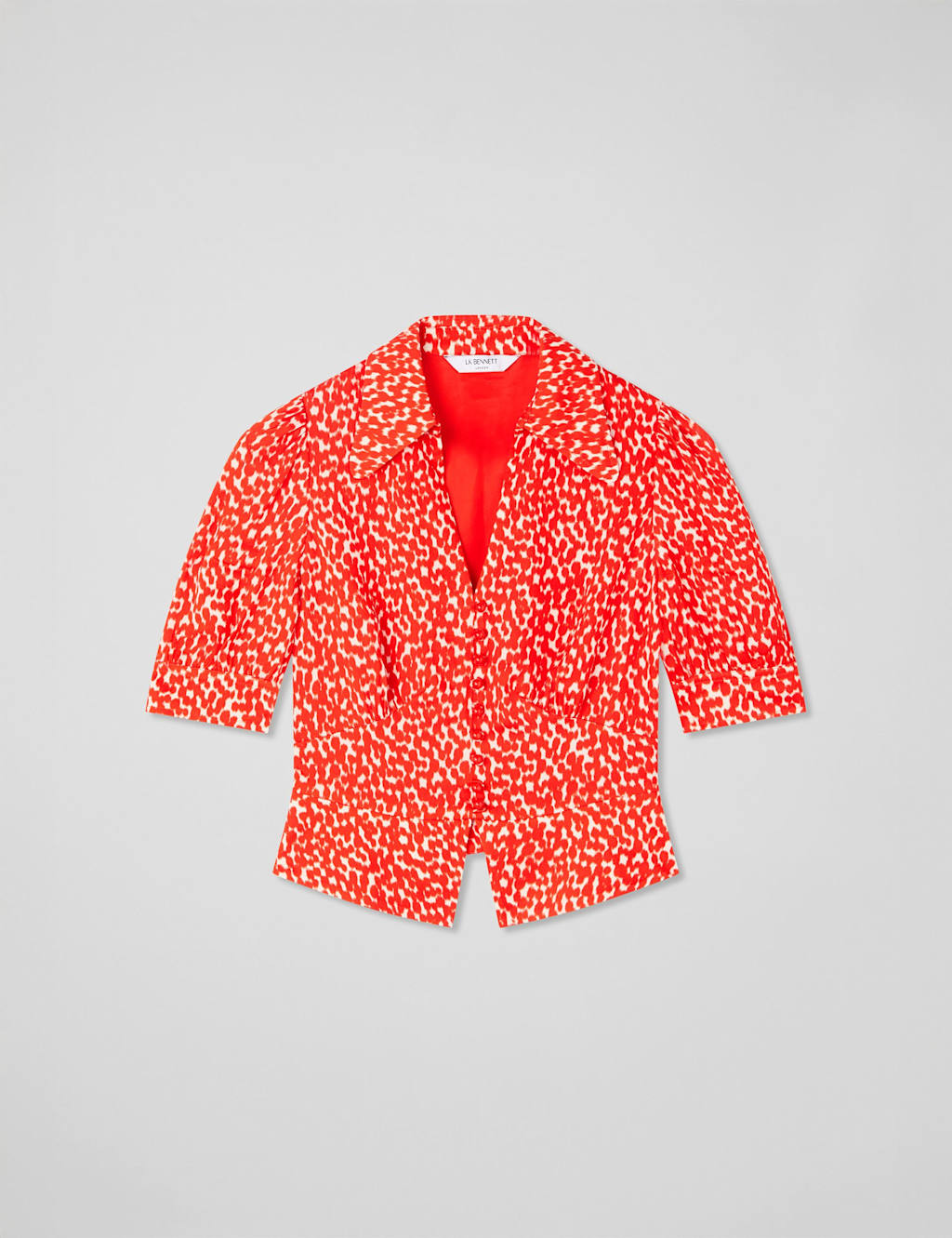 Crepe Printed Collared Waisted Blouse 2 of 4