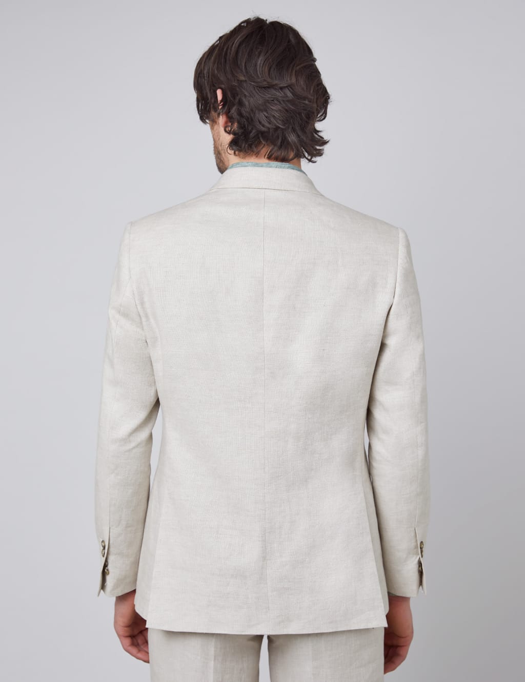 Tailored Fit Linen Double Breasted Suit Jacket 2 of 3