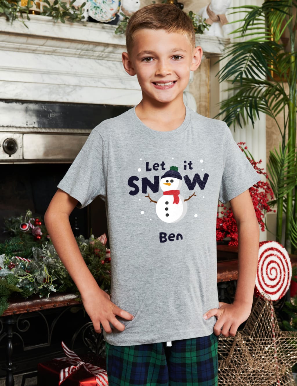 Personalised Kids Snowman Family Pyjamas Dollymix M S