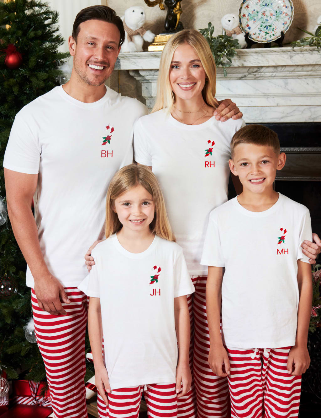 Personalised Kids Candy Cane Family Pyjamas 4 of 5