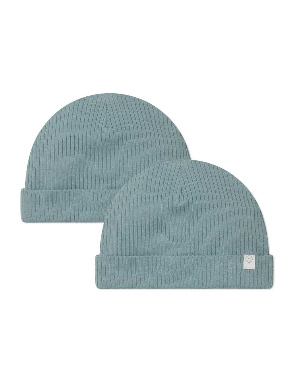 Baby 2pk Cotton Blend Ribbed Hats (0-12 Mths) 2 of 2