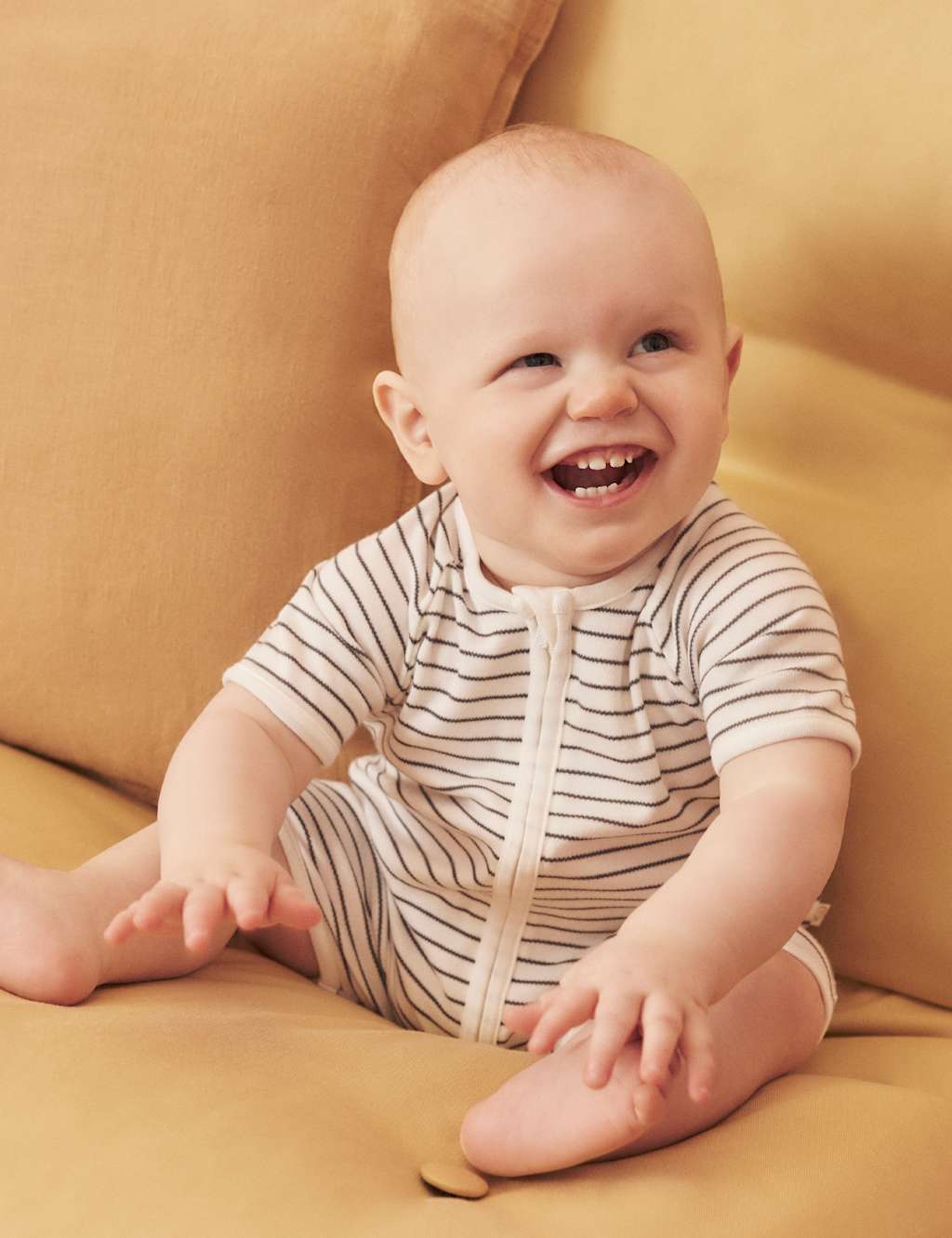 Cotton Blend Striped Zip Sleepsuit (0-24 Mths) 3 of 3
