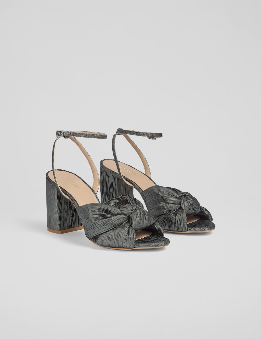 Metallic Knot Ankle Strap Block Heel Sandals 3 of 4