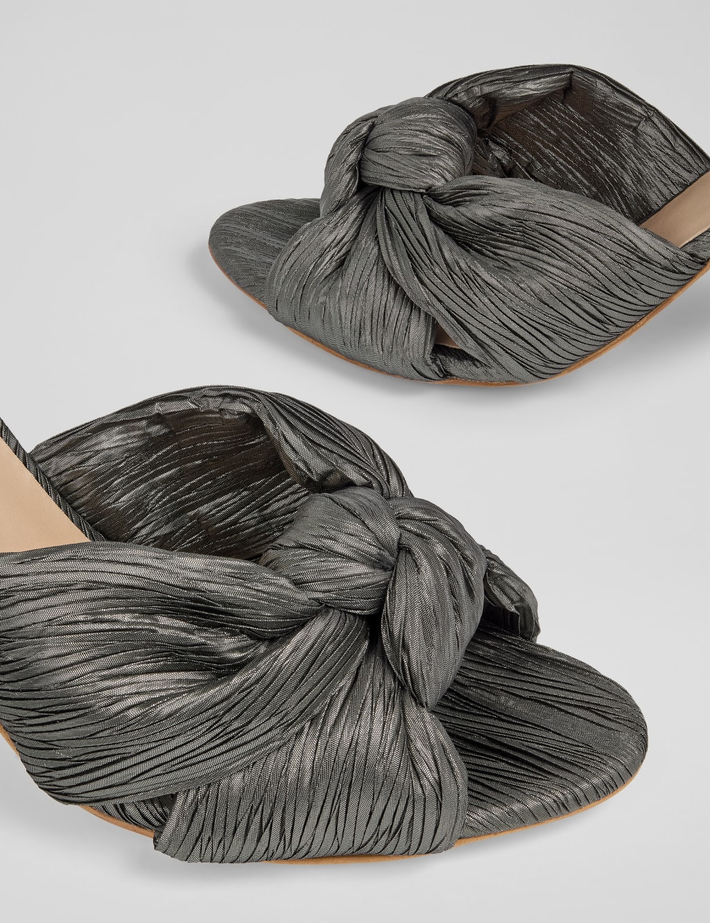 Metallic Knot Ankle Strap Block Heel Sandals 4 of 4