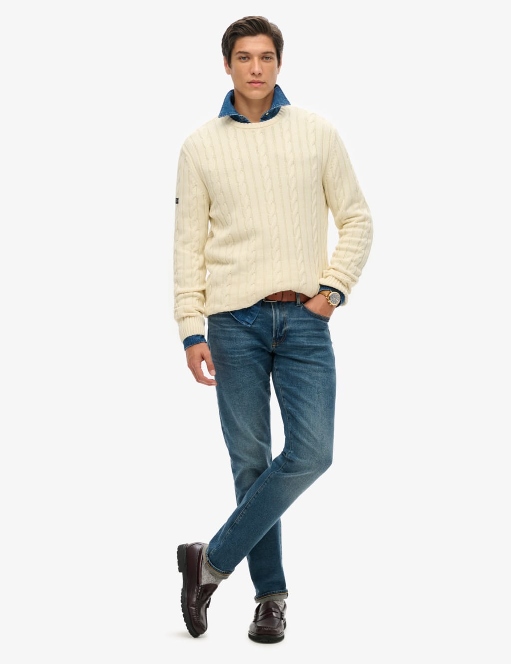 Pure Cotton Cable Knit Jumper 3 of 6