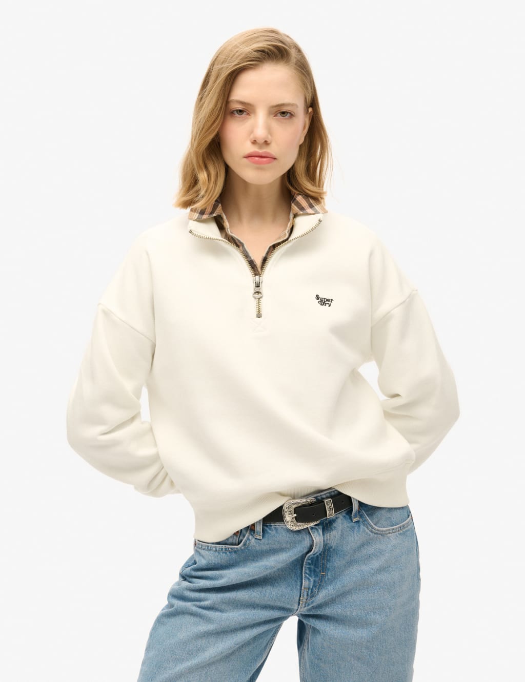 Cotton Rich Funnel Neck Half Zip Sweatshirt 2 of 4