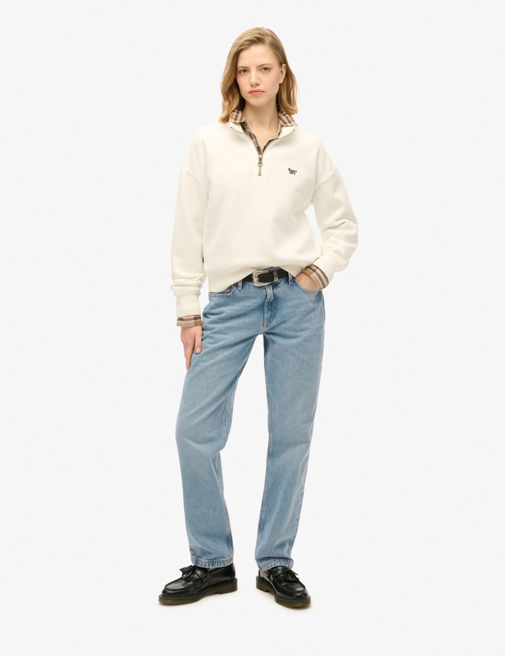 Cotton Rich Funnel Neck Half Zip Sweatshirt 3 of 4